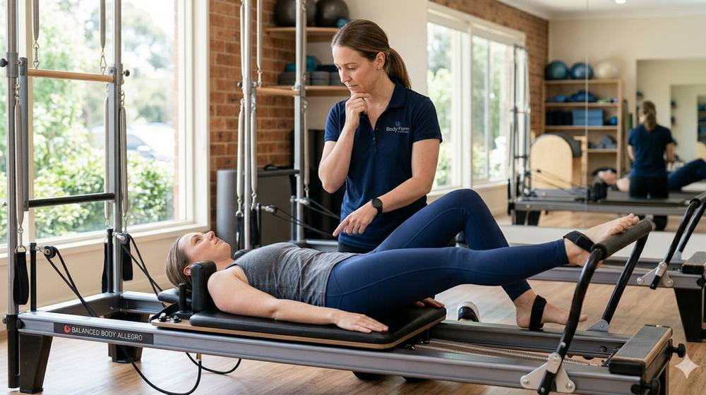 Cover image: knee pain modifications reformer pilates