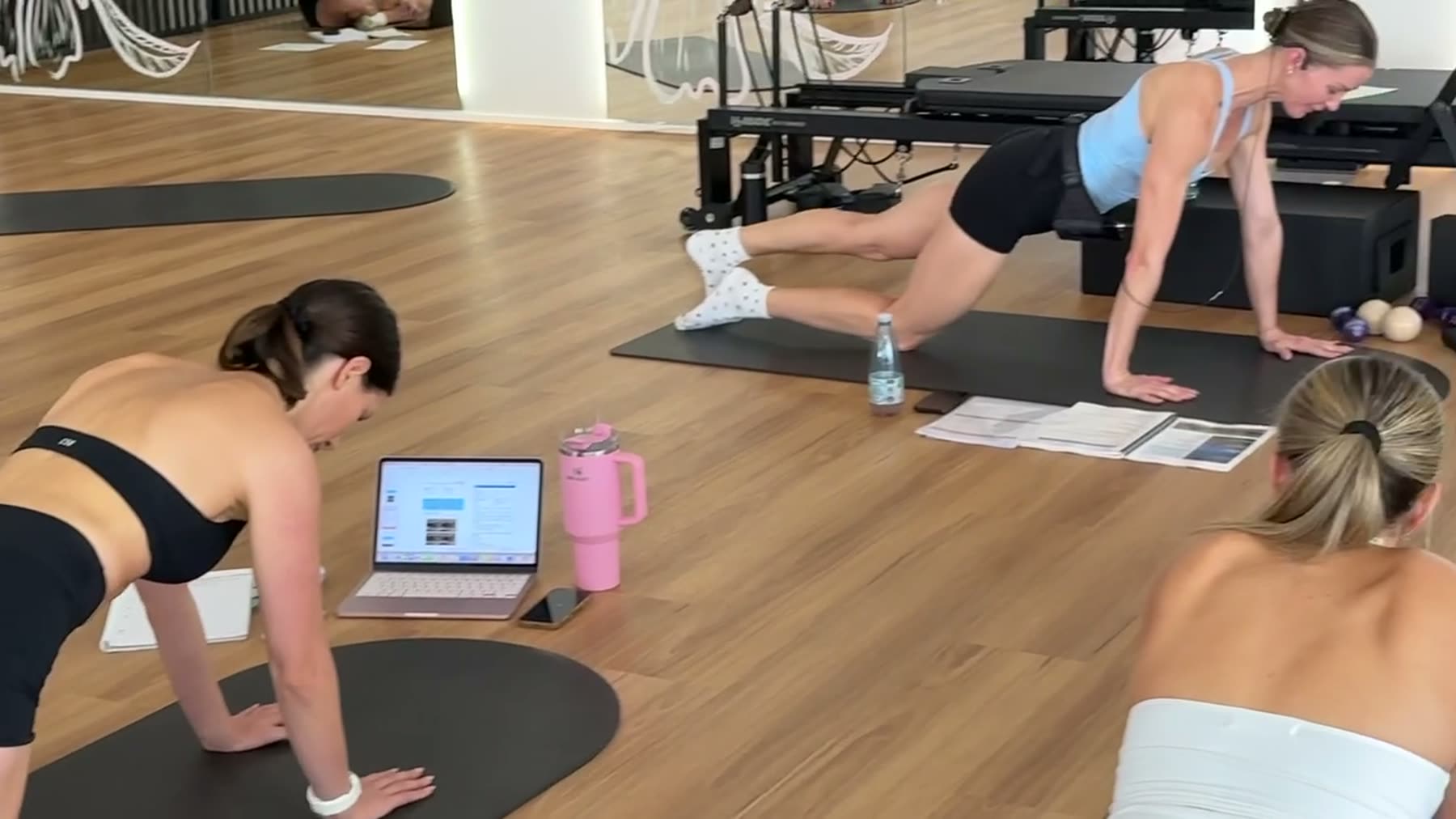 Students practising Mat Pilates on a Body Form Education practical day